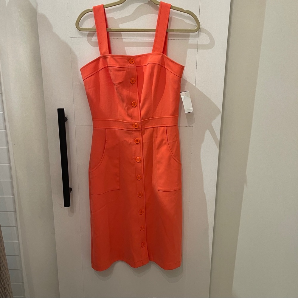 NWT Amanda Uprichard orange button front midi dress